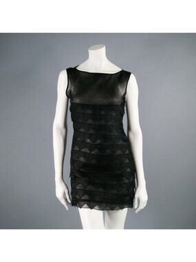 BEHNAZ SARAFPOUR Size 4 Black Silk Layered Texture Cocktail Dress